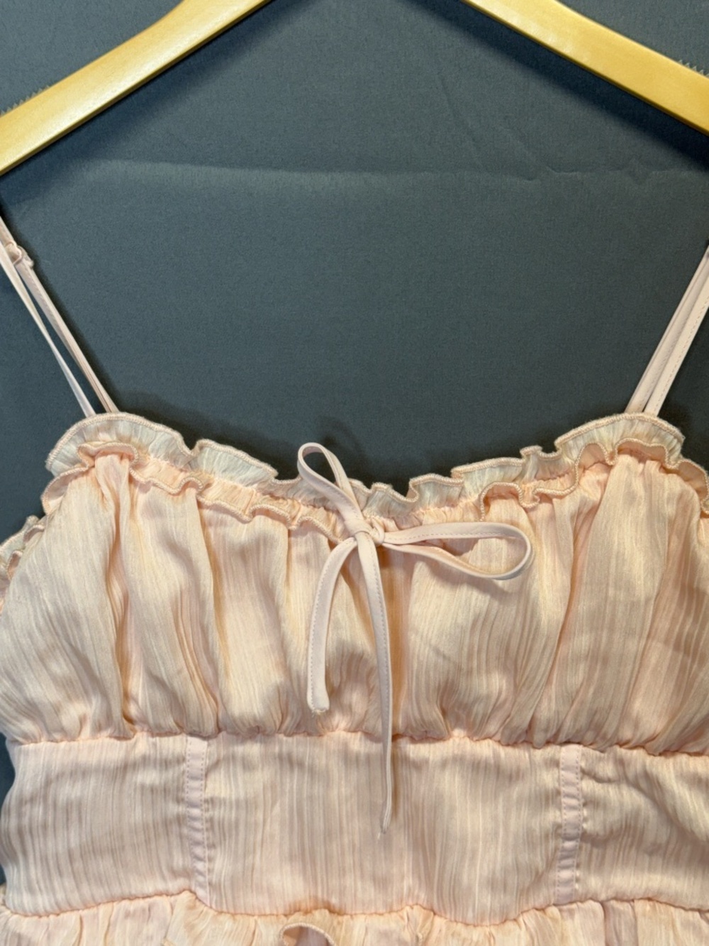 Wild Fable Pink Tiered Ruffle Cami Top Large Coquette Boho Peplum Sleeveless - Picture 5 of 9